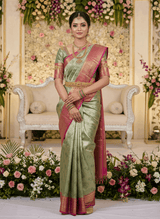 MIMOSA Women's Woven Design Kanjivaram Style Art Silk Saree with Blouse Piece - Green (SA00002804GRNFREE)