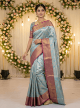 MIMOSA Women's Woven Design Kanjivaram Style Art Silk Saree with Blouse Piece - Ananda (SA00002804ANFREE)