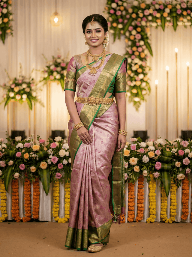 MIMOSA Women's Woven Design Kanjivaram Style Art Silk Saree with Blouse Piece - Magenta (SA00002804MJFREE)