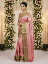 MIMOSA Women's Woven Design Kanjivaram Style Art Silk Saree with Blouse Piece - Rani Pink (SA00002804RNFREE)