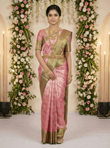 MIMOSA Women's Woven Design Kanjivaram Style Art Silk Saree with Blouse Piece - Rani Pink (SA00002804RNFREE)