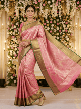 MIMOSA Women's Woven Design Kanjivaram Style Art Silk Saree with Blouse Piece - Rani Pink (SA00002866RNFREE)