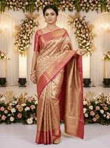 MIMOSA Women's Woven Design Kanjivaram Style Art Silk Saree with Blouse Piece - Maroon (SA00002866MRFREE)