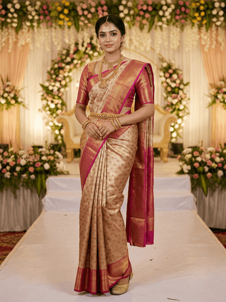 MIMOSA Women's Woven Design Kanjivaram Style Art Silk Saree with Blouse Piece - Maroon (SA00002866MRFREE)