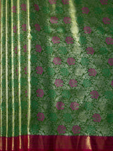 MIMOSA Women's Woven Design Kanjivaram Style Tissue Art Silk  Saree with Blouse Piece - Green ( SA00002922GRNFREE )
