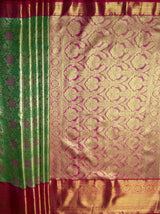 MIMOSA Women's Woven Design Kanjivaram Style Tissue Art Silk  Saree with Blouse Piece - Green ( SA00002922GRNFREE )