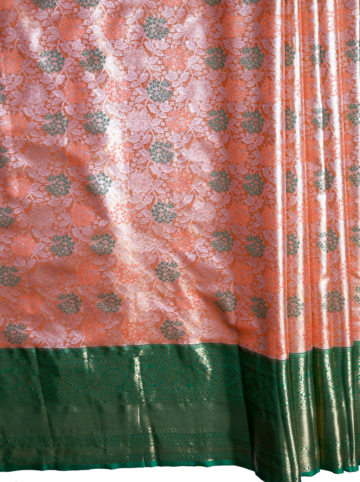 MIMOSA Women's Woven Design Kanjivaram Style Tissue Art Silk  Saree with Blouse Piece - Orange ( SA00002922ORFREE )