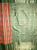 MIMOSA Women's Woven Design Kanjivaram Style Tissue Art Silk  Saree with Blouse Piece - Orange ( SA00002922ORFREE )