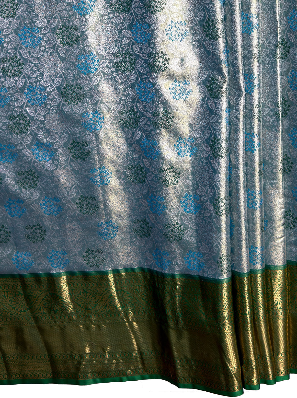 MIMOSA Women's Woven Design Kanjivaram Style Tissue Art Silk  Saree with Blouse Piece - Saffire ( SA00002922SFFREE )
