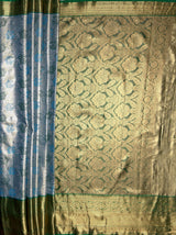 MIMOSA Women's Woven Design Kanjivaram Style Tissue Art Silk  Saree with Blouse Piece - Saffire ( SA00002922SFFREE )