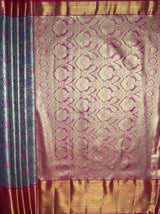 MIMOSA Women's Woven Design Kanjivaram Style Tissue Art Silk  Saree with Blouse Piece - Violet ( SA00002922VLFREE )