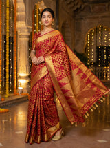 MIMOSA Women's Woven Design Banarasi Style Art Silk  Saree with Blouse Piece - Maroon ( SA00003121MRFREE )