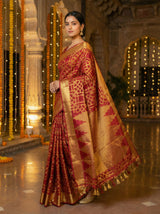 MIMOSA Women's Woven Design Banarasi Style Art Silk  Saree with Blouse Piece - Maroon ( SA00003121MRFREE )