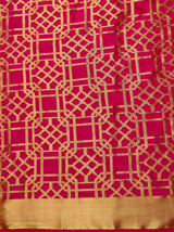 MIMOSA Women's Woven Design Banarasi Style Art Silk  Saree with Blouse Piece - Rani ( SA00003121RNFREE )