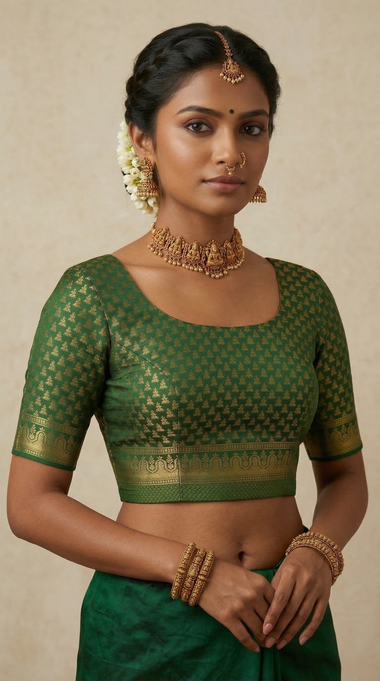 MIMOSA Women's Woven Design Mysore Silk Style Crepe Saree with Blouse Piece - Green ( SA00003122GRNFREE )