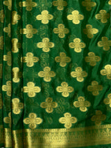 MIMOSA Women's Woven Design Mysore Silk Style Crepe Saree with Blouse Piece - Green ( SA00003122GRNFREE )