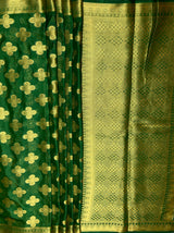MIMOSA Women's Woven Design Mysore Silk Style Crepe Saree with Blouse Piece - Green ( SA00003122GRNFREE )