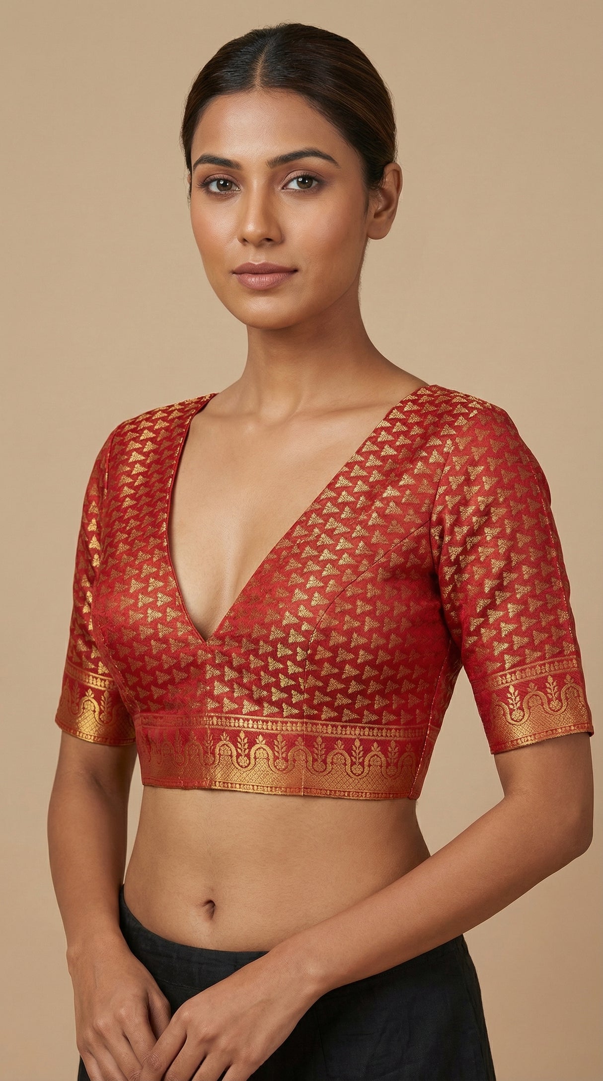 MIMOSA Women's Woven Design Mysore Silk Style Crepe Saree with Blouse Piece - Maroon ( SA00003122MRFREE )