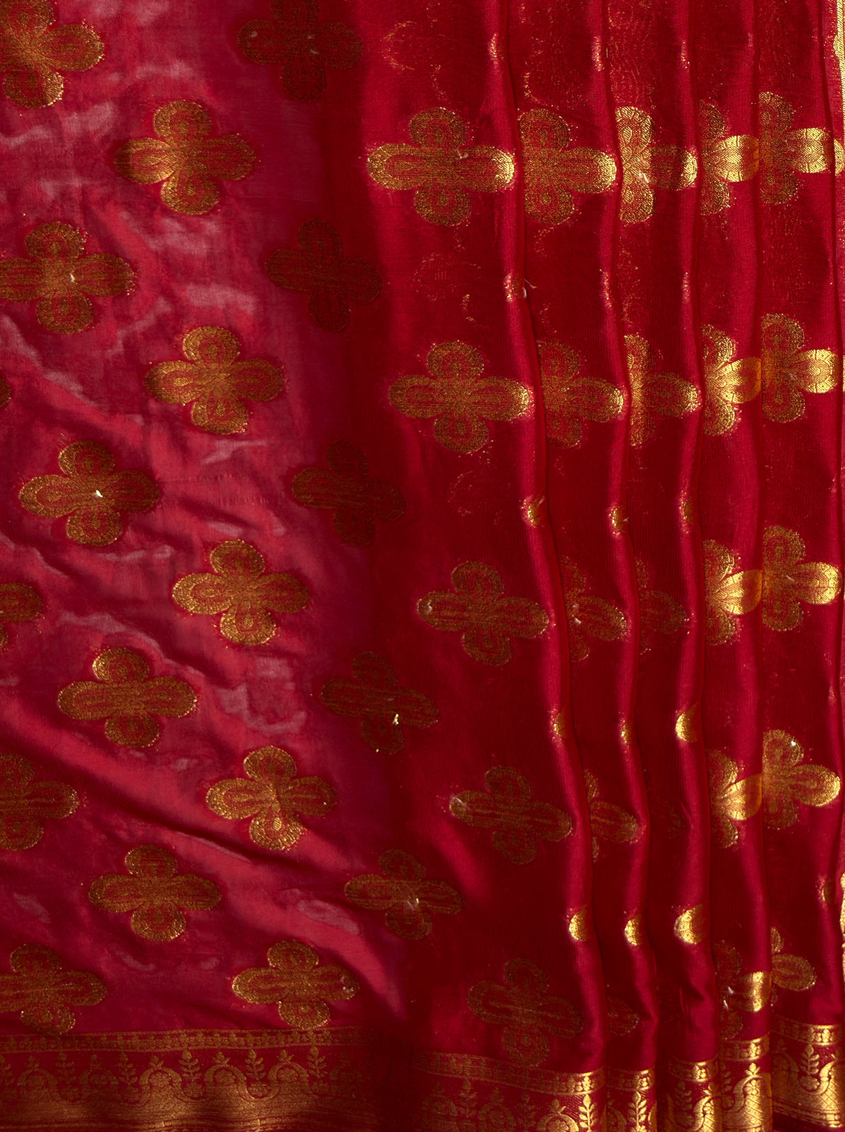 MIMOSA Women's Woven Design Mysore Silk Style Crepe Saree with Blouse Piece - Maroon ( SA00003122MRFREE )