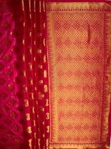 MIMOSA Women's Woven Design Mysore Silk Style Crepe Saree with Blouse Piece - Rani ( SA00003122RNFREE )