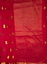 MIMOSA Women's Woven Design Banarasi Style Chiffon Saree with Blouse Piece - Rani ( SA00003123RNFREE )