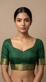 MIMOSA Women's Woven Design Banarasi Style Chiffon Saree with Blouse Piece - Green ( SA00003124GRNFREE )