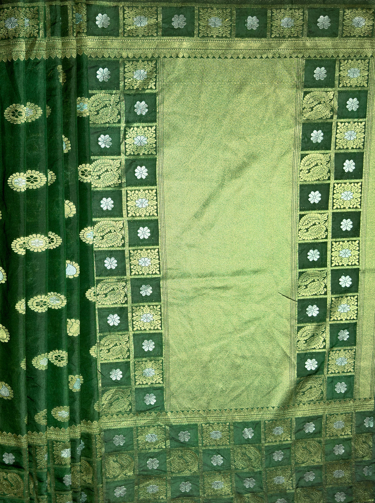 MIMOSA Women's Woven Design Banarasi Style Chiffon Saree with Blouse Piece - Green ( SA00003124GRNFREE )
