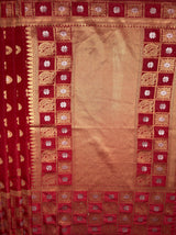 MIMOSA Women's Woven Design Banarasi Style Chiffon Saree with Blouse Piece - Maroon ( SA00003124MRFREE )