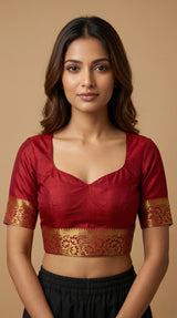 MIMOSA Women's Woven Design Paithani Style Art Silk  Saree with Blouse Piece - Maroon ( SA00003125MRFREE )