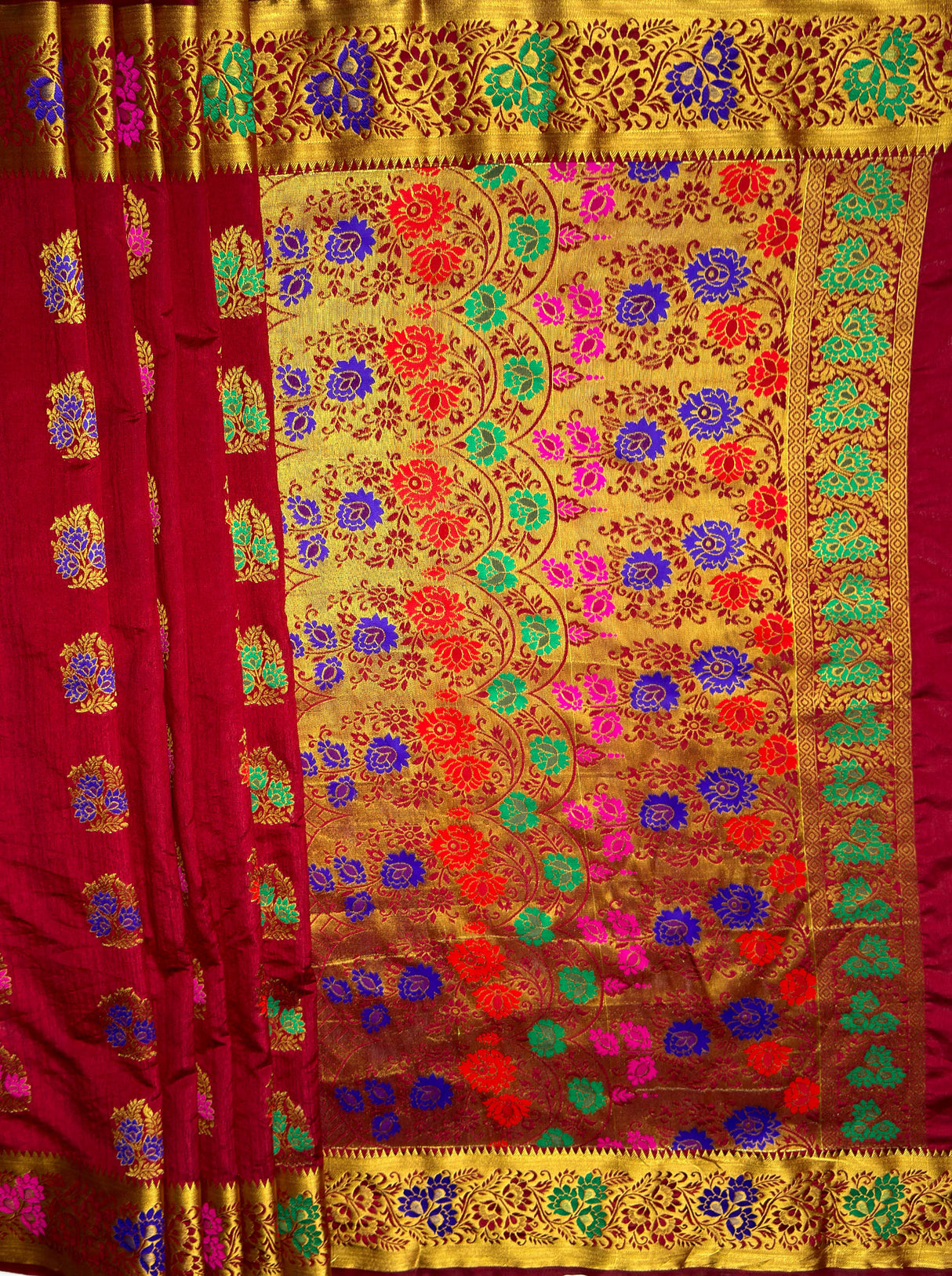 MIMOSA Women's Woven Design Paithani Style Art Silk  Saree with Blouse Piece - Maroon ( SA00003125MRFREE )