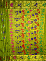MIMOSA Women's Woven Design Paithani Style Art Silk  Saree with Blouse Piece - Olive ( SA00003125OLFREE )