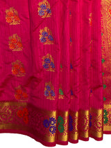 MIMOSA Women's Woven Design Paithani Style Art Silk  Saree with Blouse Piece - Rani ( SA00003125RNFREE )