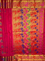 MIMOSA Women's Woven Design Paithani Style Art Silk  Saree with Blouse Piece - Rani ( SA00003125RNFREE )