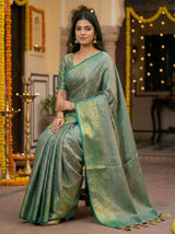 MIMOSA Women's Woven Design Banarasi Style Art Silk  Saree with Blouse Piece - Rama ( SA00003126RMFREE )
