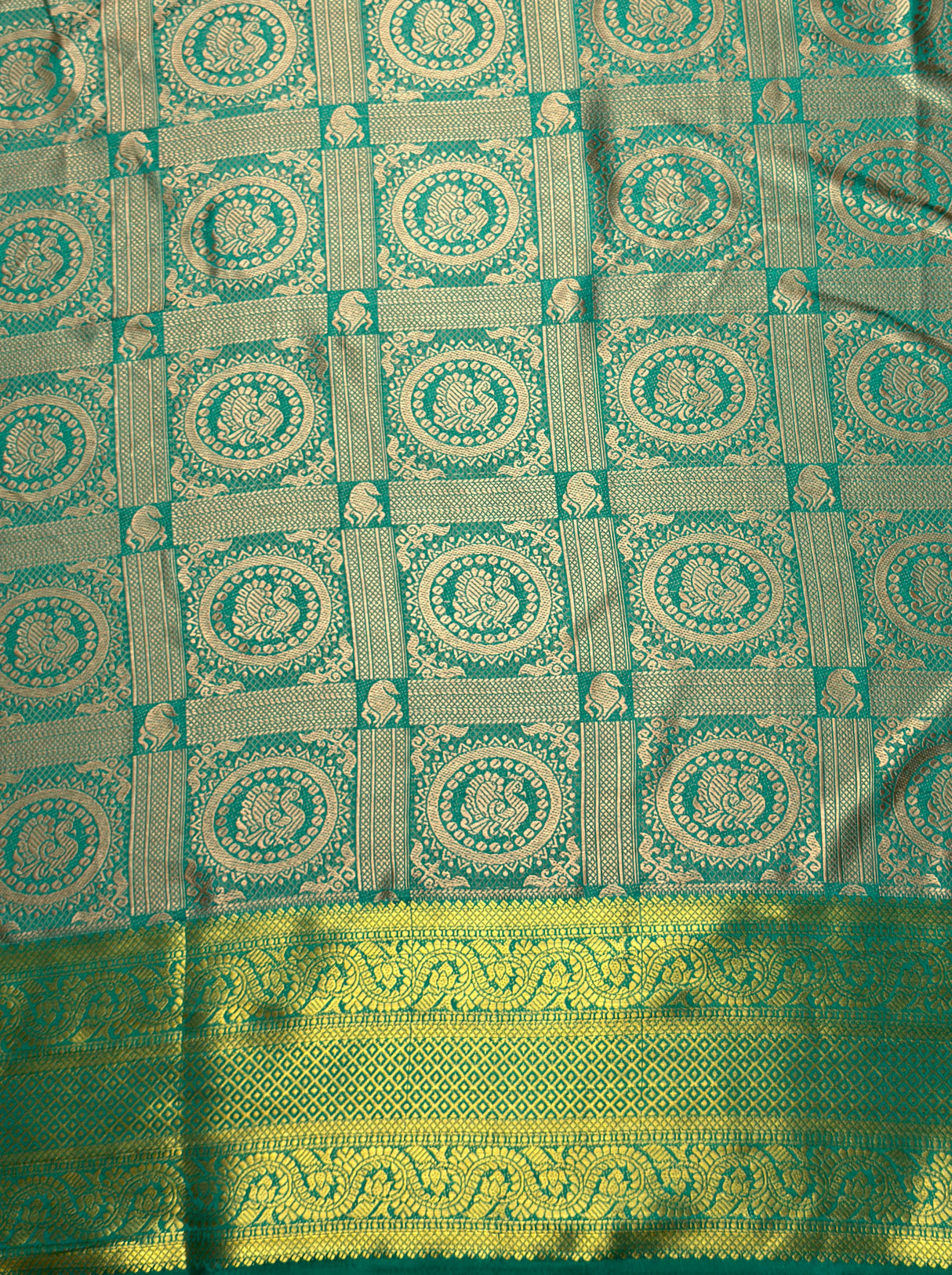 MIMOSA Women's Woven Design Banarasi Style Art Silk  Saree with Blouse Piece - Rama ( SA00003126RMFREE )