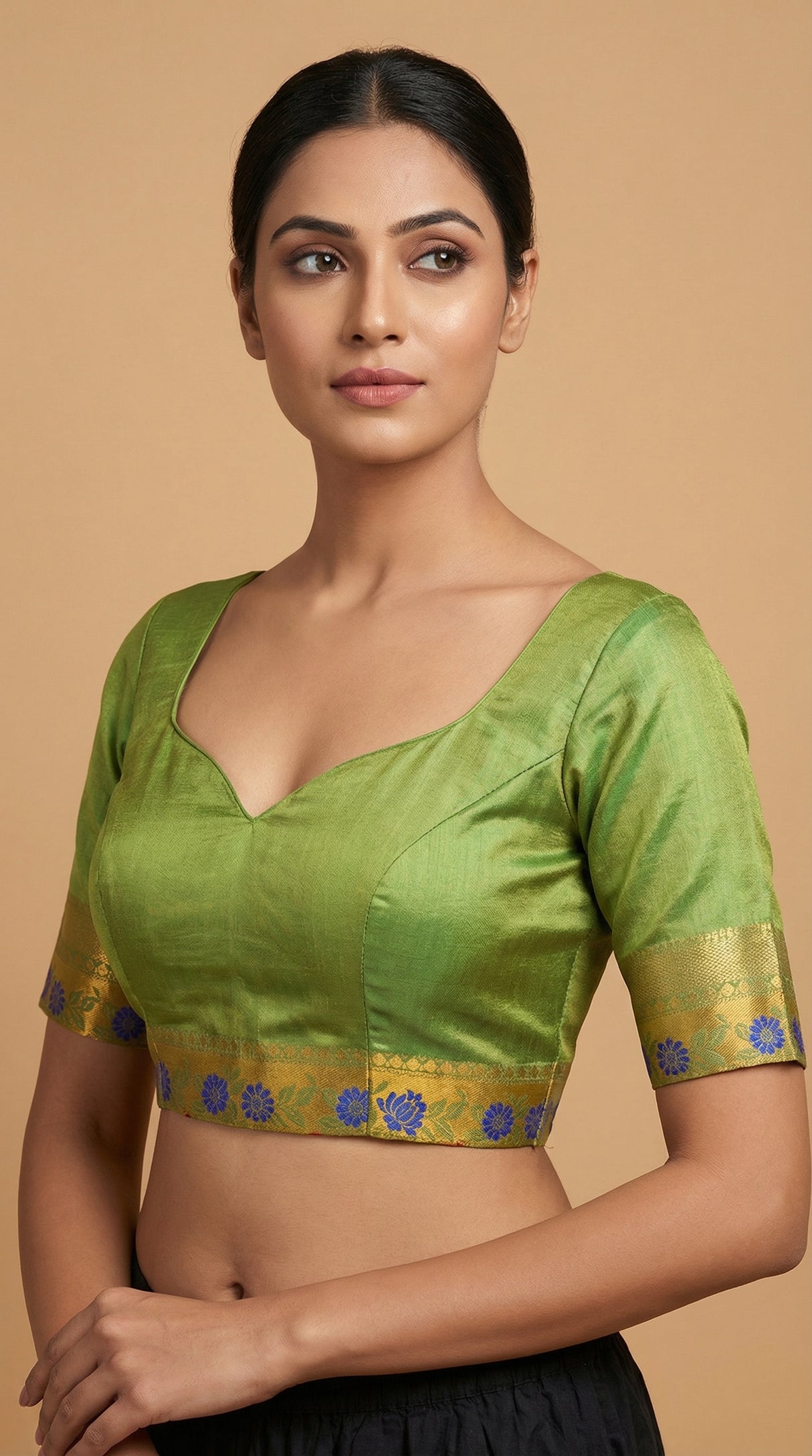 MIMOSA Women's Woven Design Paithani Style Raw Silk Saree with Blouse Piece - Olive ( SA00003127OLFREE )
