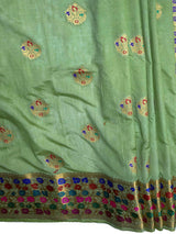 MIMOSA Women's Woven Design Paithani Style Raw Silk Saree with Blouse Piece - Olive ( SA00003127OLFREE )