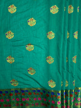 MIMOSA Women's Woven Design Paithani Style Raw Silk Saree with Blouse Piece - Rama ( SA00003127RMFREE )