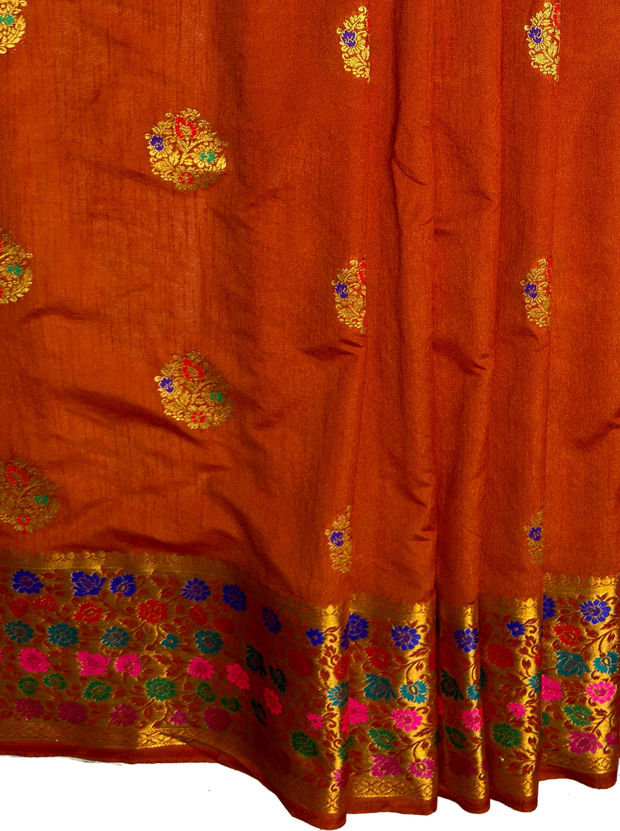 MIMOSA Women's Woven Design Paithani Style Raw Silk Saree with Blouse Piece - Rust ( SA00003127RSFREE )