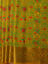 MIMOSA Women's Woven Design Paithani Style Raw Silk Saree with Blouse Piece - Gold ( SA00003128GDFREE )
