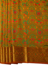 MIMOSA Women's Woven Design Paithani Style Raw Silk Saree with Blouse Piece - Mustard ( SA00003128MSFREE )
