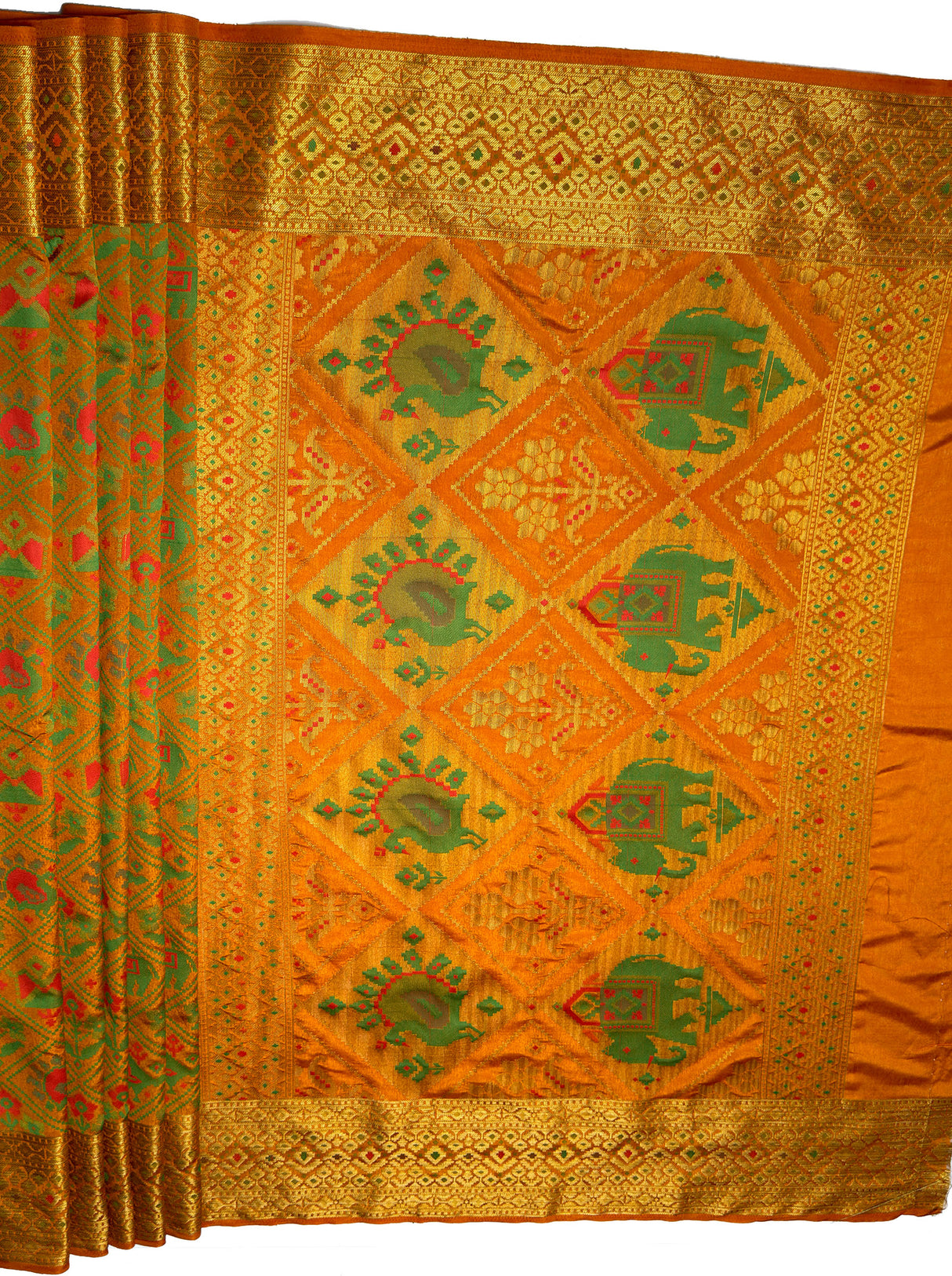 MIMOSA Women's Woven Design Paithani Style Raw Silk Saree with Blouse Piece - Mustard ( SA00003128MSFREE )