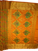 MIMOSA Women's Woven Design Paithani Style Raw Silk Saree with Blouse Piece - Mustard ( SA00003128MSFREE )