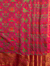 MIMOSA Women's Woven Design Paithani Style Raw Silk Saree with Blouse Piece - Rani ( SA00003128RNFREE )