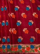 MIMOSA Women's Woven Design Paithani Style Raw Silk Saree with Blouse Piece - Maroon ( SA00003129MRFREE )