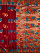 MIMOSA Women's Woven Design Paithani Style Raw Silk Saree with Blouse Piece - Maroon ( SA00003129MRFREE )