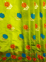 MIMOSA Women's Woven Design Paithani Style Raw Silk Saree with Blouse Piece - Olive ( SA00003129OLFREE )