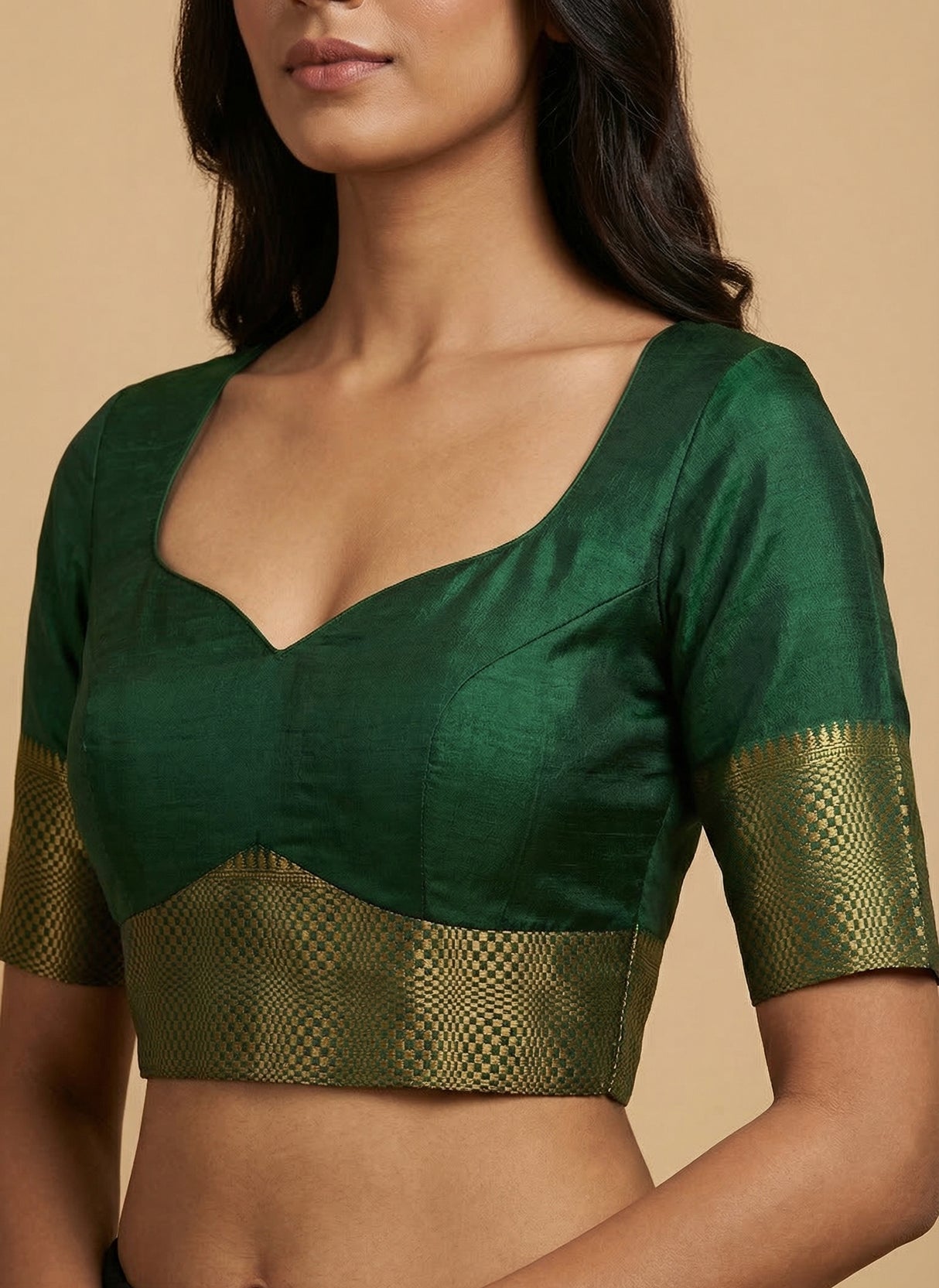 MIMOSA Women's Woven Design Banarasi Style Raw Silk Saree with Blouse Piece - Green ( SA00003130GRNFREE )