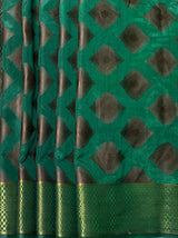 MIMOSA Women's Woven Design Banarasi Style Raw Silk Saree with Blouse Piece - Green ( SA00003130GRNFREE )