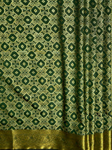MIMOSA Women's Woven Design Banarasi Style Raw Silk Saree with Blouse Piece - Green ( SA00003131GRNFREE )